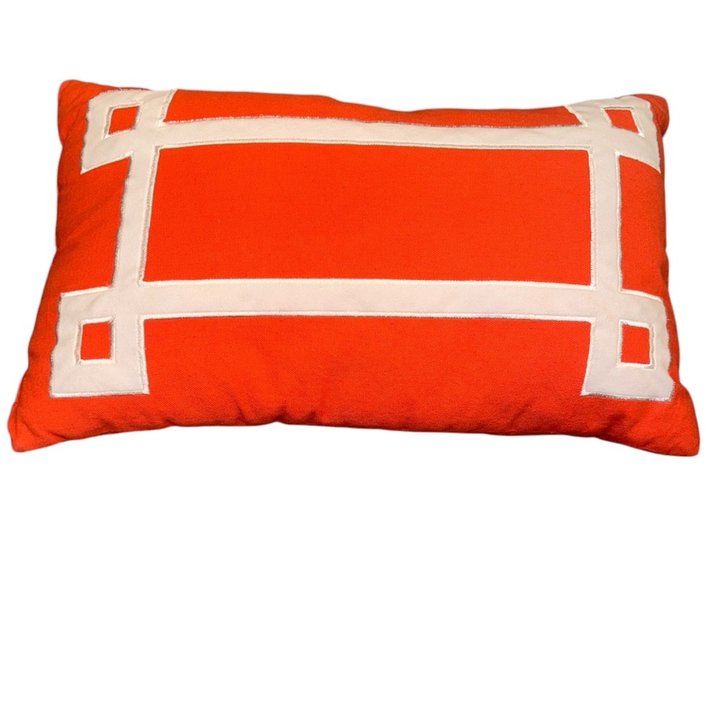 12” X 20” Rectangular Oblong Accent Pillow Orange & Cream